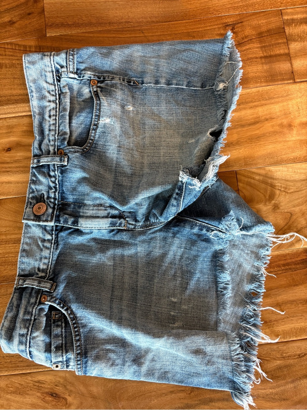 LOFT Light Blue Distressed Denim Jean Shorts